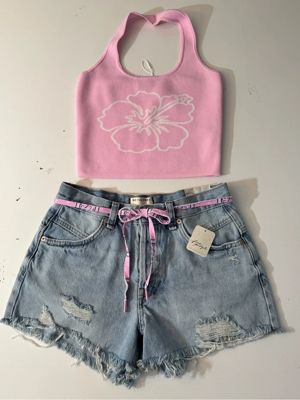 FREE PEOPLE - WE THE FREE JEAN SHORTS AND HALTER TOP! NEW WITH TAGS